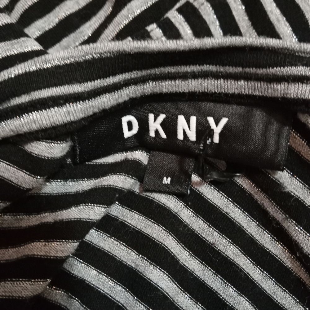 DKNY Asymetrical Hem Striped Long Sleeve Shirt Size M - Picture 3 of 4